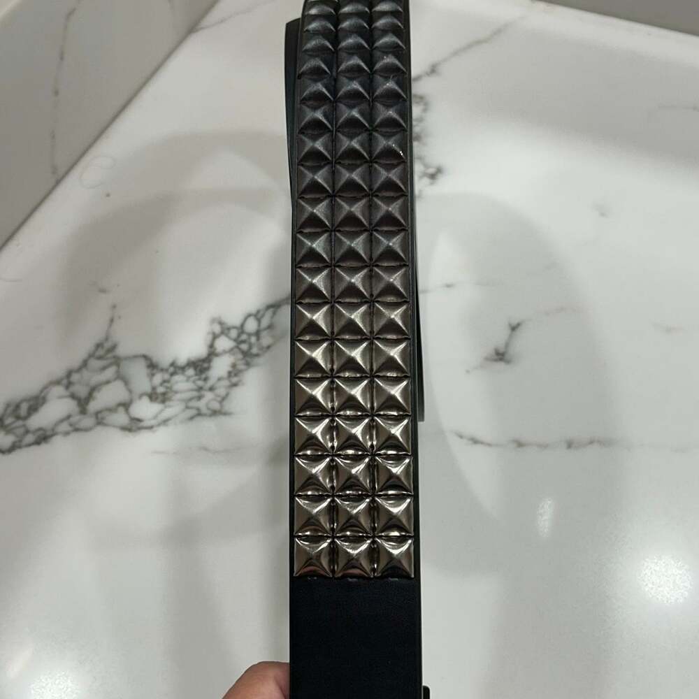 Hot Topic Black 3-Row Pyramid Studded Belt Small S Punk Goth Y2K